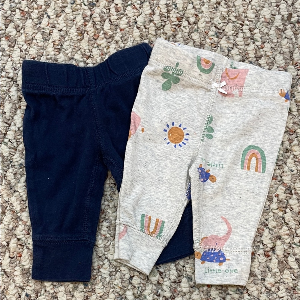 Baby Pants Set - Navy and Patterned